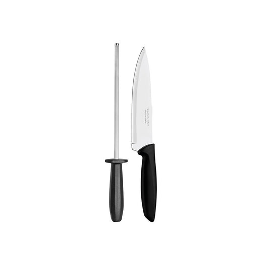 Chaira Plenus Black Knife / Sharpener Set - 2 pieces - Tramontina
