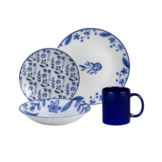 Vajilla Blue Summer Porcelana - 16 piezas - Anfora