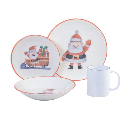 Vajilla Santa Claus Navidad Porcelana - 16 piezas - Anfora