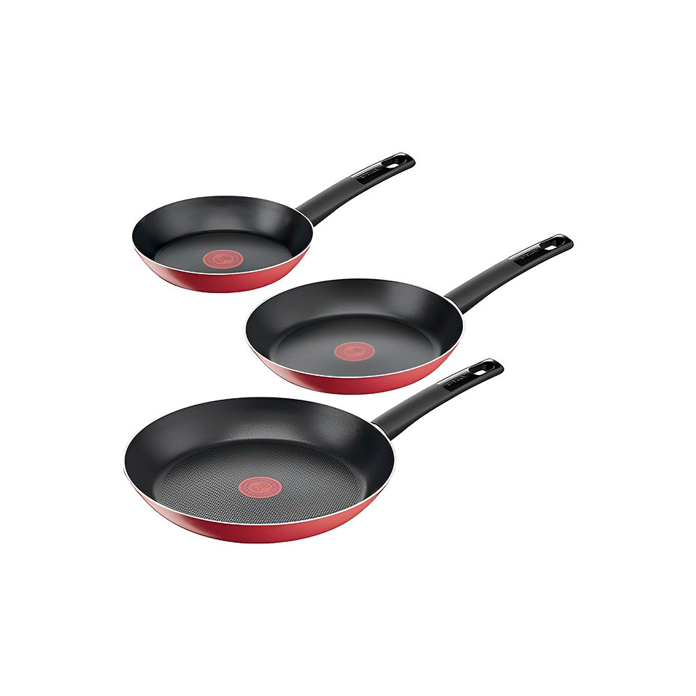 Simply Cook Red Teflon Frying Pan Set - 3 pieces - Tefal