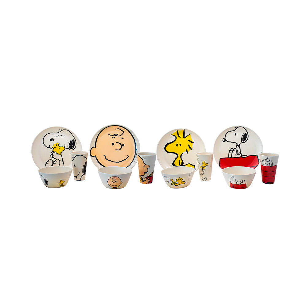 Vajilla Redonda Snoopy Peanuts de Bambu - 12 piezas - Fun Kids