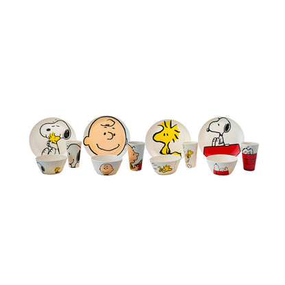 Snoopy Peanuts Round Bamboo Tableware - 12 pieces - Fun Kids