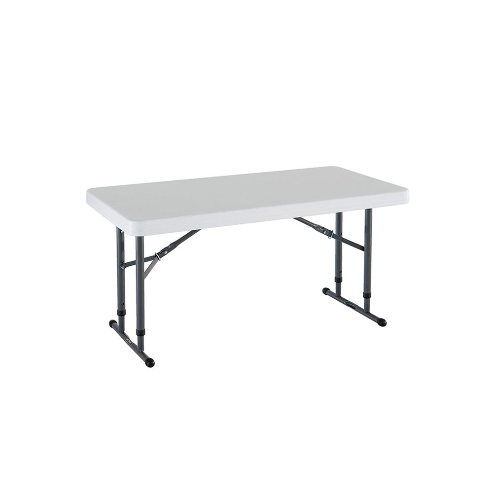 White Adjustable Rectangular Plank Folding Table 1.22m - LIFETIME